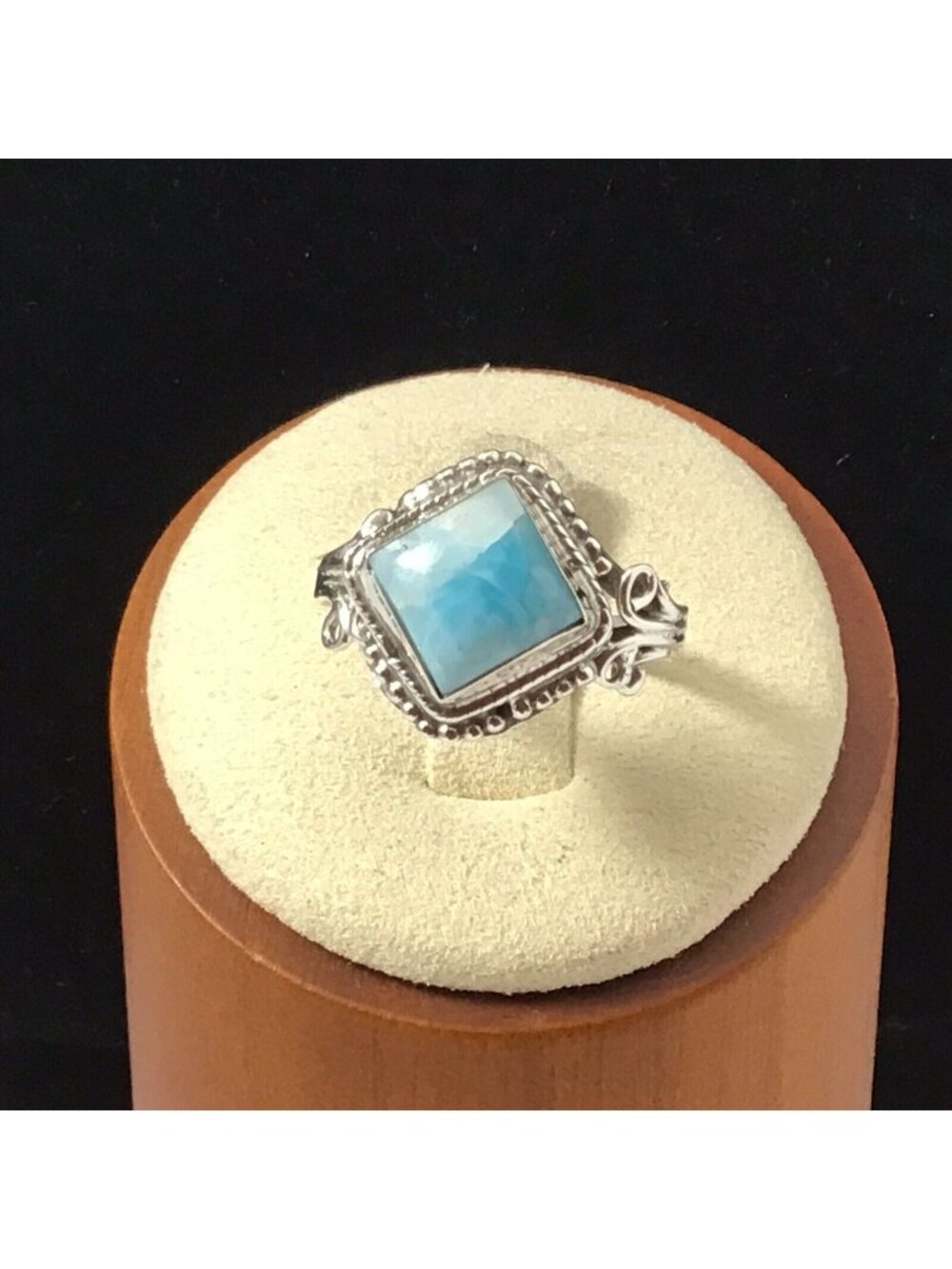 Larimar Ring Sterling Silver Vintage Size 6.75